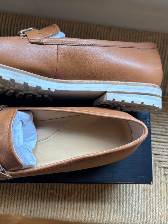 Talbots Shoes - Talbots Havana Tan Laura Link Leather Loafers – Size 10M
